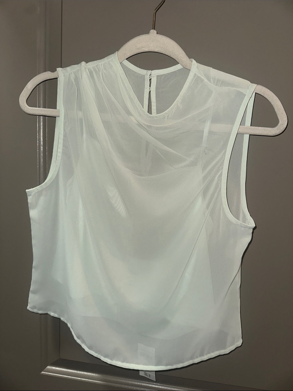 NWT- Sleeveless tank with sheer overlay light green Women’s Top